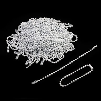 100pcs 2.4mm Diameter Ball Bead Chains Connector Clasp 4.72“ Long Mini Ball Bead Keychain, White